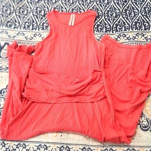 Anthropologie peach ribbed dress M